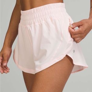 Track that high rise 3” strawberry milkshake shorts